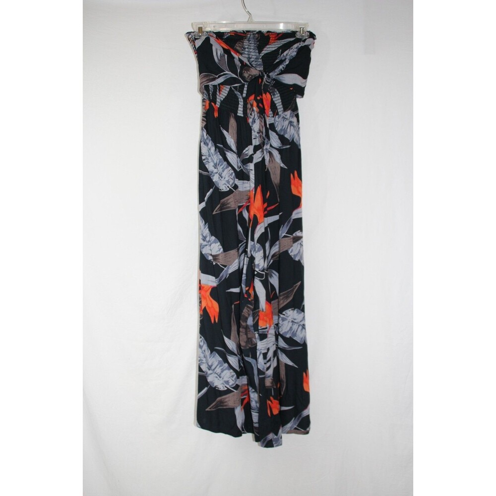 Patrons Of Peace Women's Fitted Shirred Top Wide Leg Jumpsuit Strapless M NEW